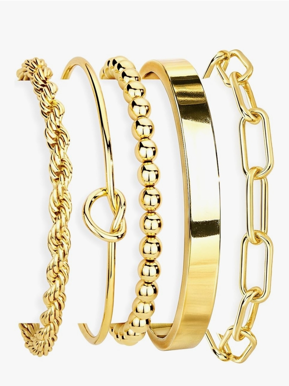NWT 14k Gold Plated Multi-Style Women's Braceletes Set Of 5